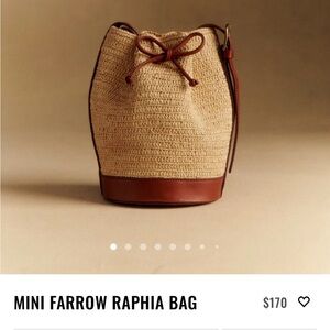 Sezane Mini Farrow Raphia Bag - Tan and Brown